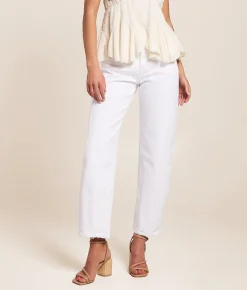VERVET by Flying Monkey Kate High Rise Barrel Stretch Jean Optic White Discount