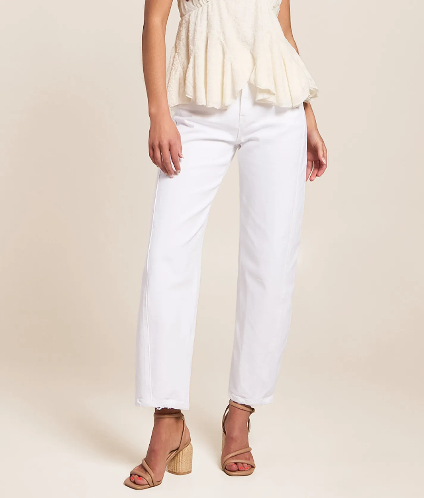 Jeans | VERVET by Flying Monkey Kate High Rise Barrel Stretch Jean Optic White