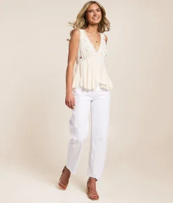 Jeans | VERVET by Flying Monkey Kate High Rise Barrel Stretch Jean Optic White
