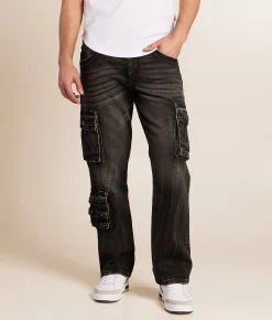 Rock Revival Keegan Relaxed Straight Cargo Stretch Jean Keegan E204 Clearance