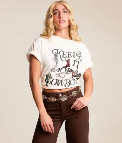 Girl Dangerous Keep It Cool Cowboy T-Shirt White Clearance