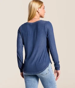 White Crow Kelly Ribbed Top Blue Saphire