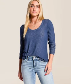 White Crow Kelly Ribbed Top Blue Saphire
