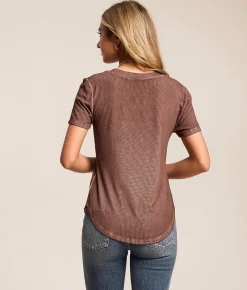 White Crow Kelly Ribbed Top Marron New