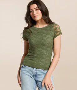 Tops | Willow & Root Keyhole Lace Top Thyme