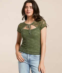 Tops | Willow & Root Keyhole Lace Top Thyme