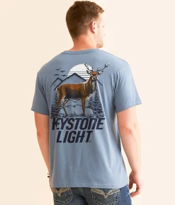 Changes Keystone Light Sunset T-Shirt Dusty Blue Outlet