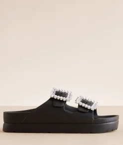 Mia Kiana Eva Glitz Double Strap Sandal Black Hot