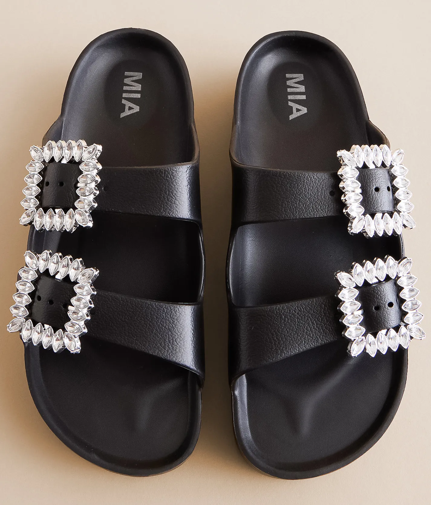 Mia Kiana Eva Glitz Double Strap Sandal Black Hot
