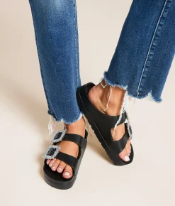 Mia Kiana Eva Glitz Double Strap Sandal Black Hot