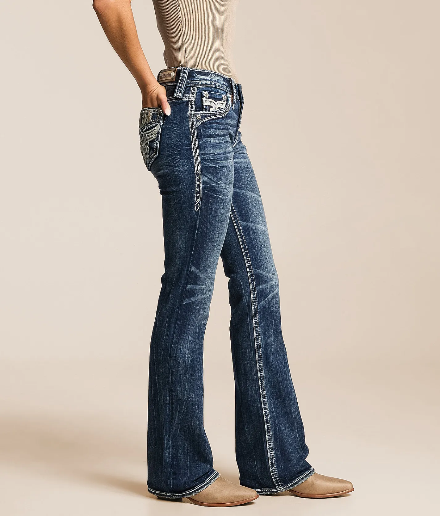 Jeans|New Jeans | Rock Revival Kiella Mid-Rise Boot Stretch Jean Kiella MB202