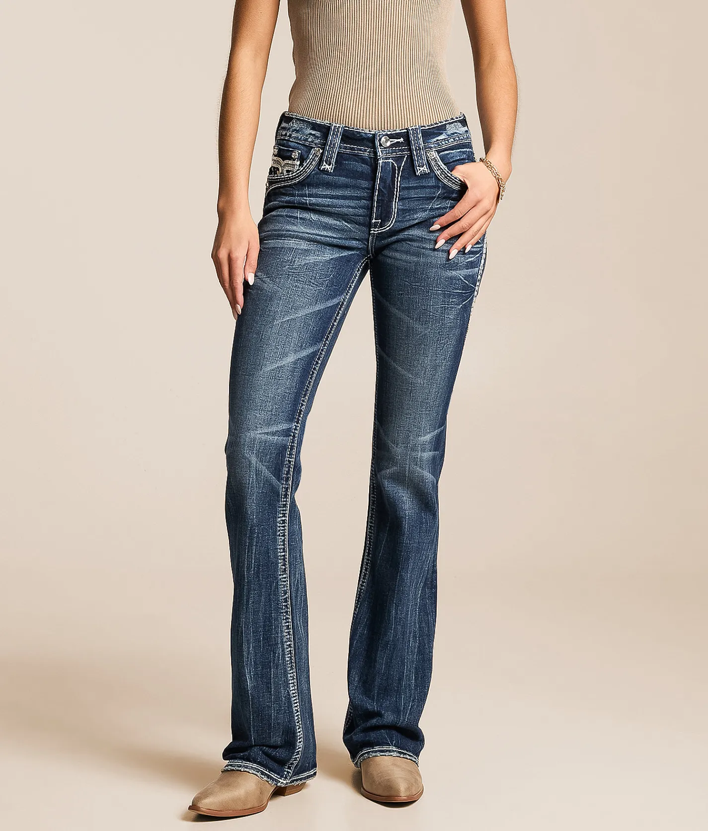 Jeans|New Jeans | Rock Revival Kiella Mid-Rise Boot Stretch Jean Kiella MB202