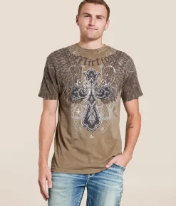 Affliction Kingdom T-Shirt Timberwolf Lava Wash Best