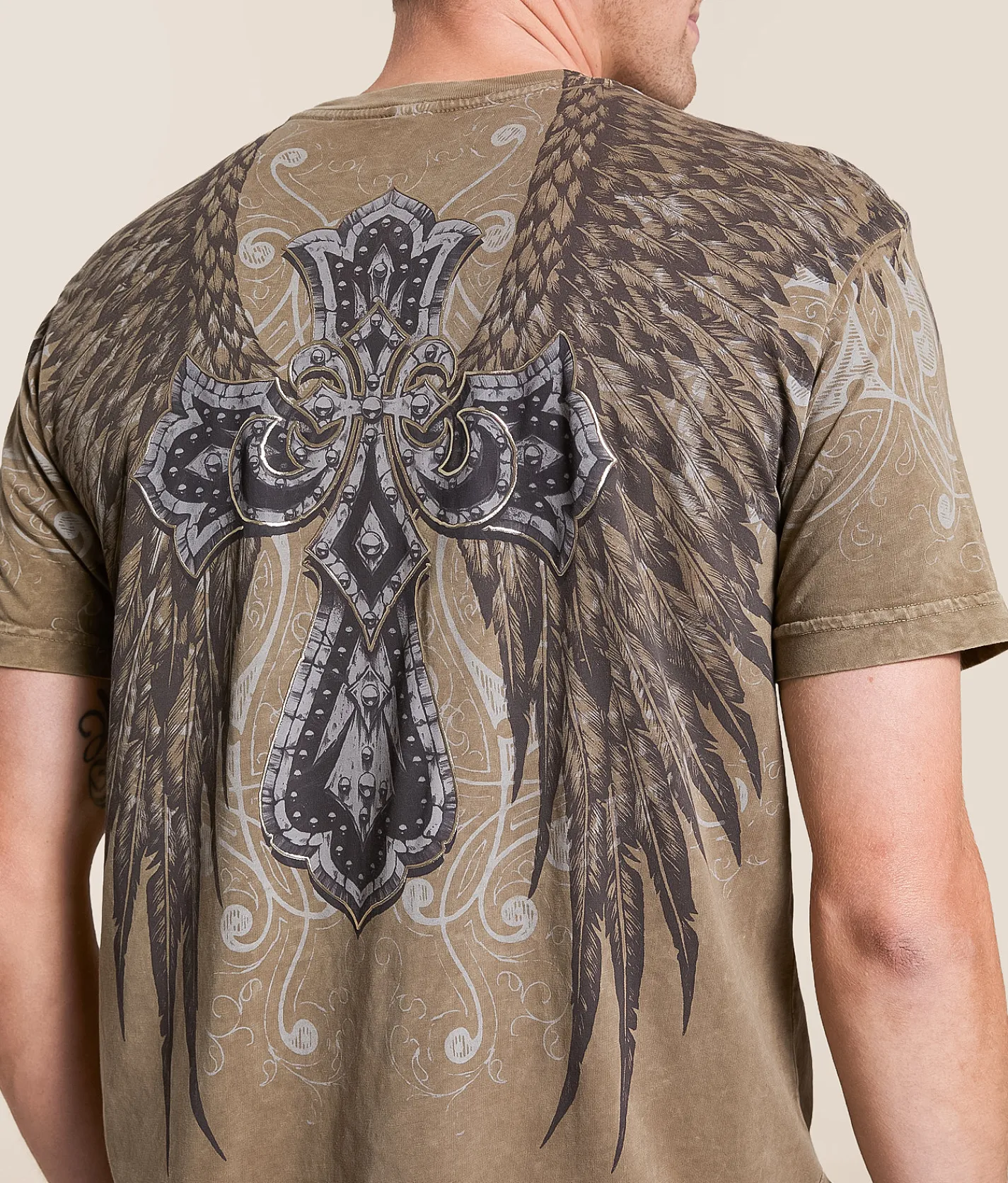 Affliction Kingdom T-Shirt Timberwolf Lava Wash Best