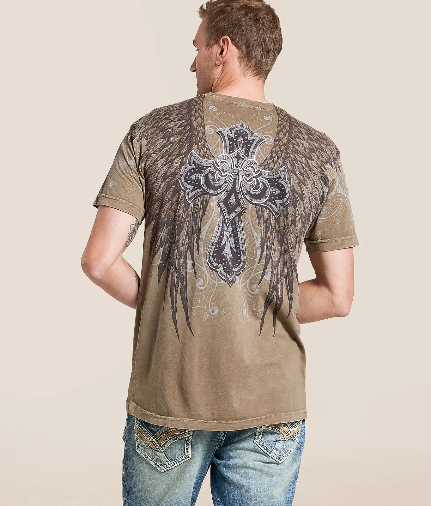 Affliction Kingdom T-Shirt Timberwolf Lava Wash Best