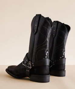 Roan by Bed Stu King Leather Cowboy Boot Black Suede New