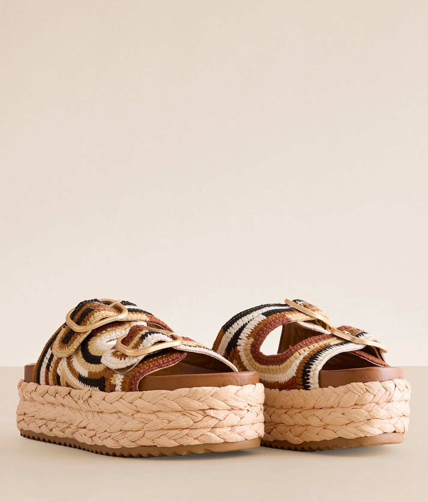 Shoes | Steve Madden Klare Crochet Flatform Sandal Brown Multi