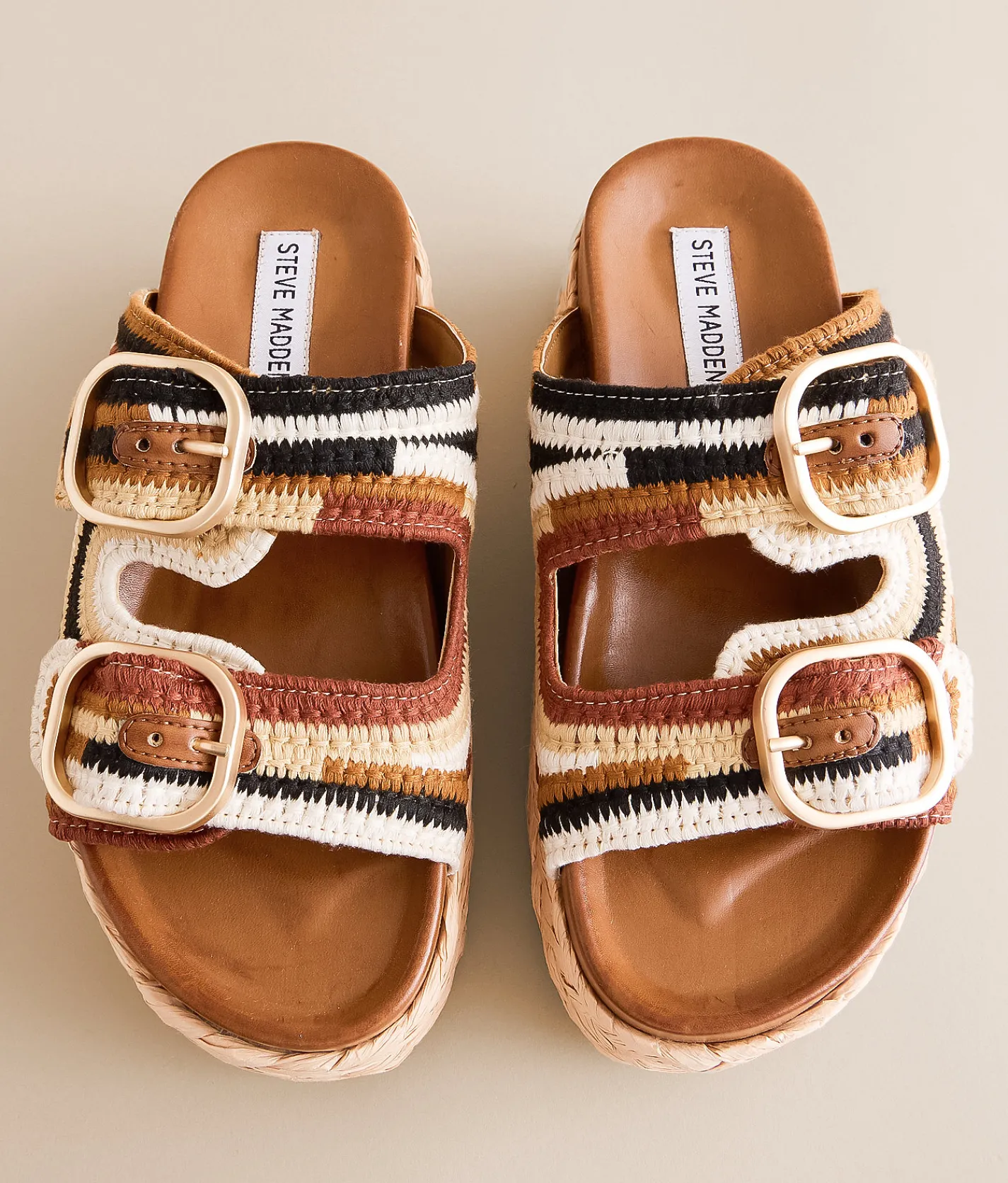 Shoes | Steve Madden Klare Crochet Flatform Sandal Brown Multi