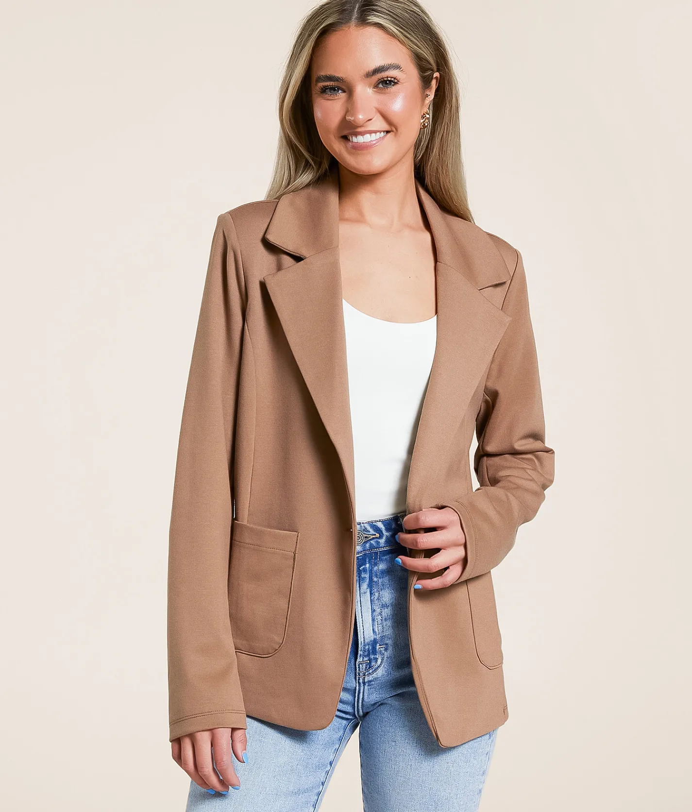 Stoosh Knit Blazer DK Taupe