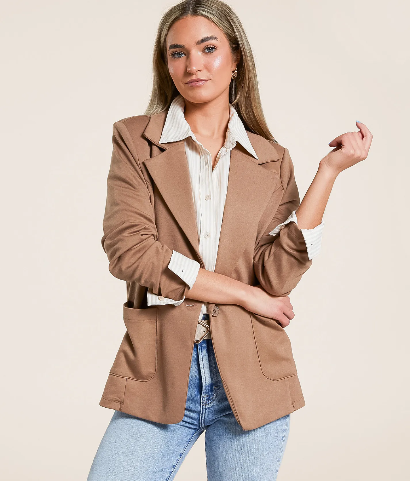 Stoosh Knit Blazer DK Taupe
