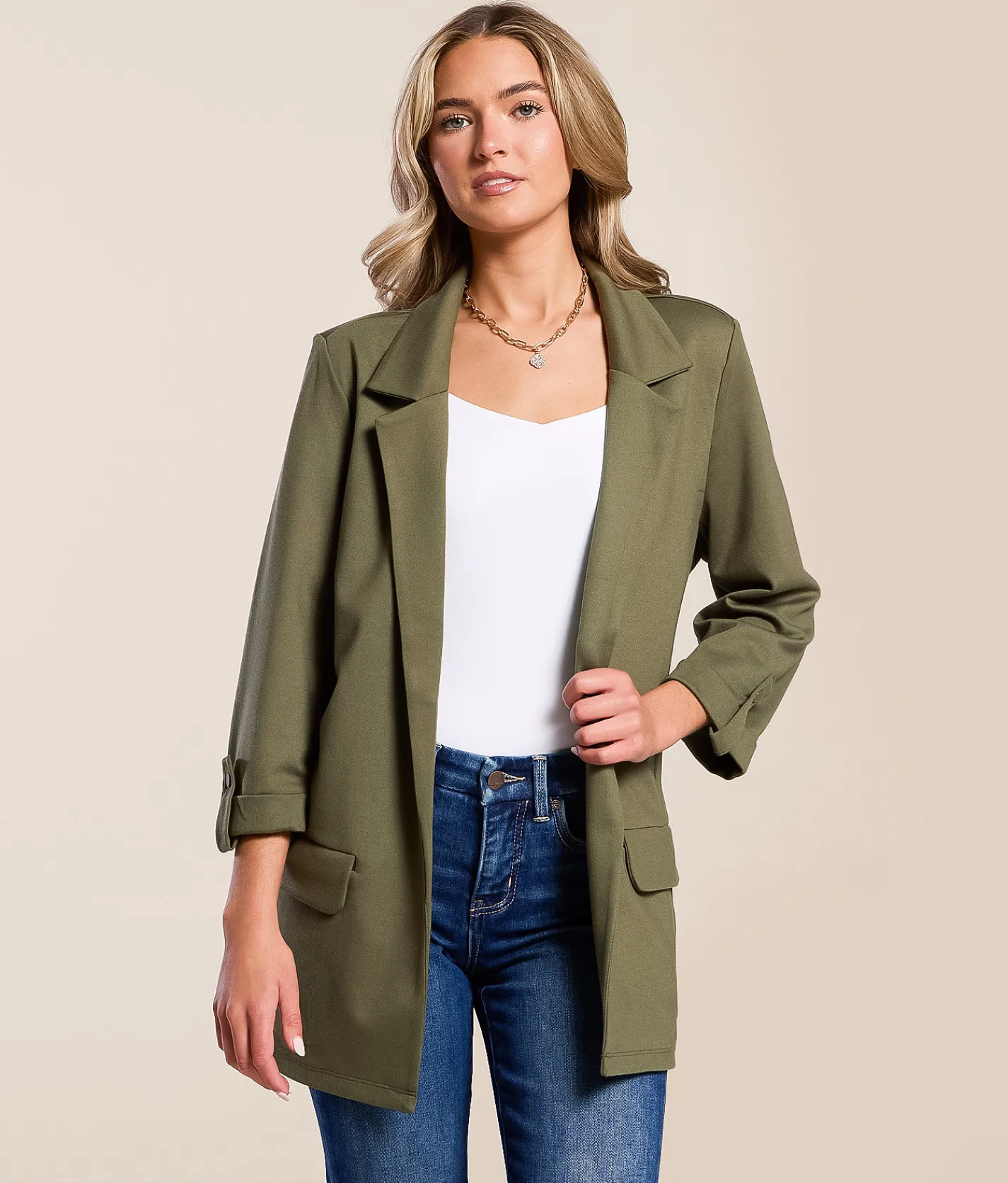 Tops|Coats & Jackets | Stoosh Knit Blazer Sage