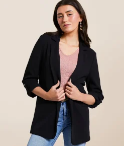 Tops|Coats & Jackets | Stoosh Knit Flyaway Blazer Black