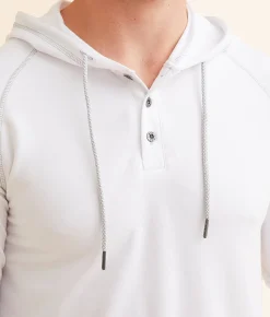 BKE Knit Henley Hoodie White