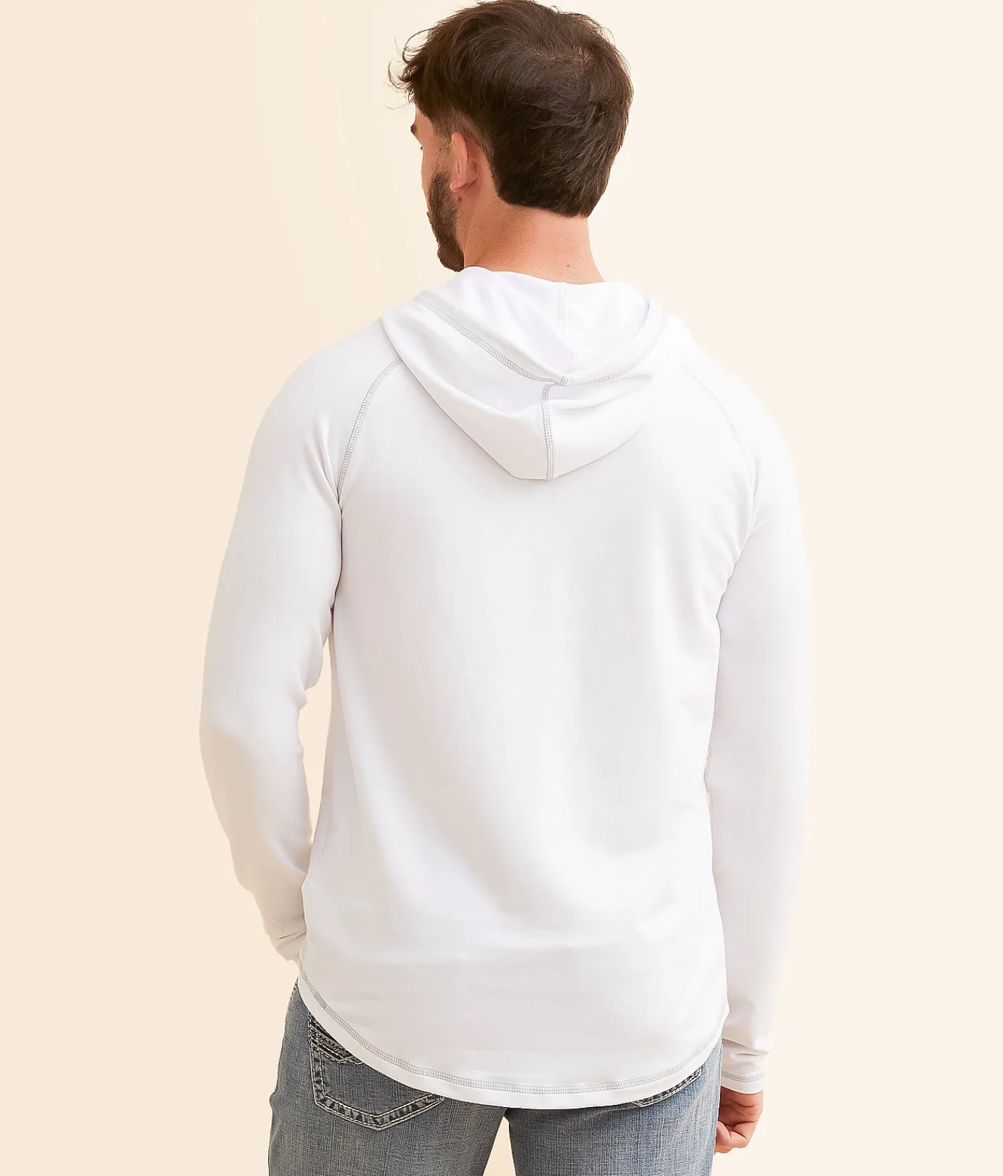 BKE Knit Henley Hoodie White