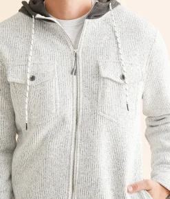 Coats & Jackets | Departwest Knit Hooded Shacket White Grey