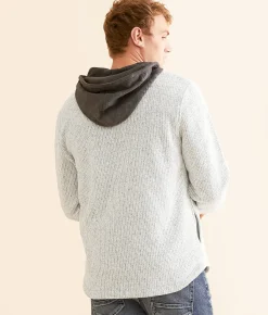 Coats & Jackets | Departwest Knit Hooded Shacket White Grey