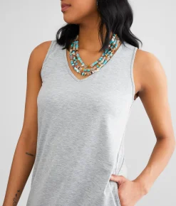 BKE Knit Maxi Dress Heather Grey Best