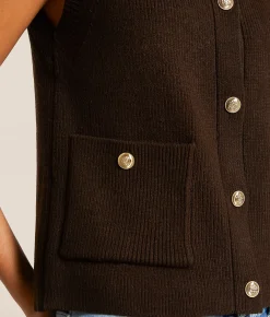 Blu Pepper Knit Sweater Vest Brown Outlet