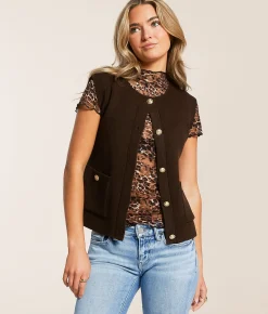 Blu Pepper Knit Sweater Vest Brown Outlet