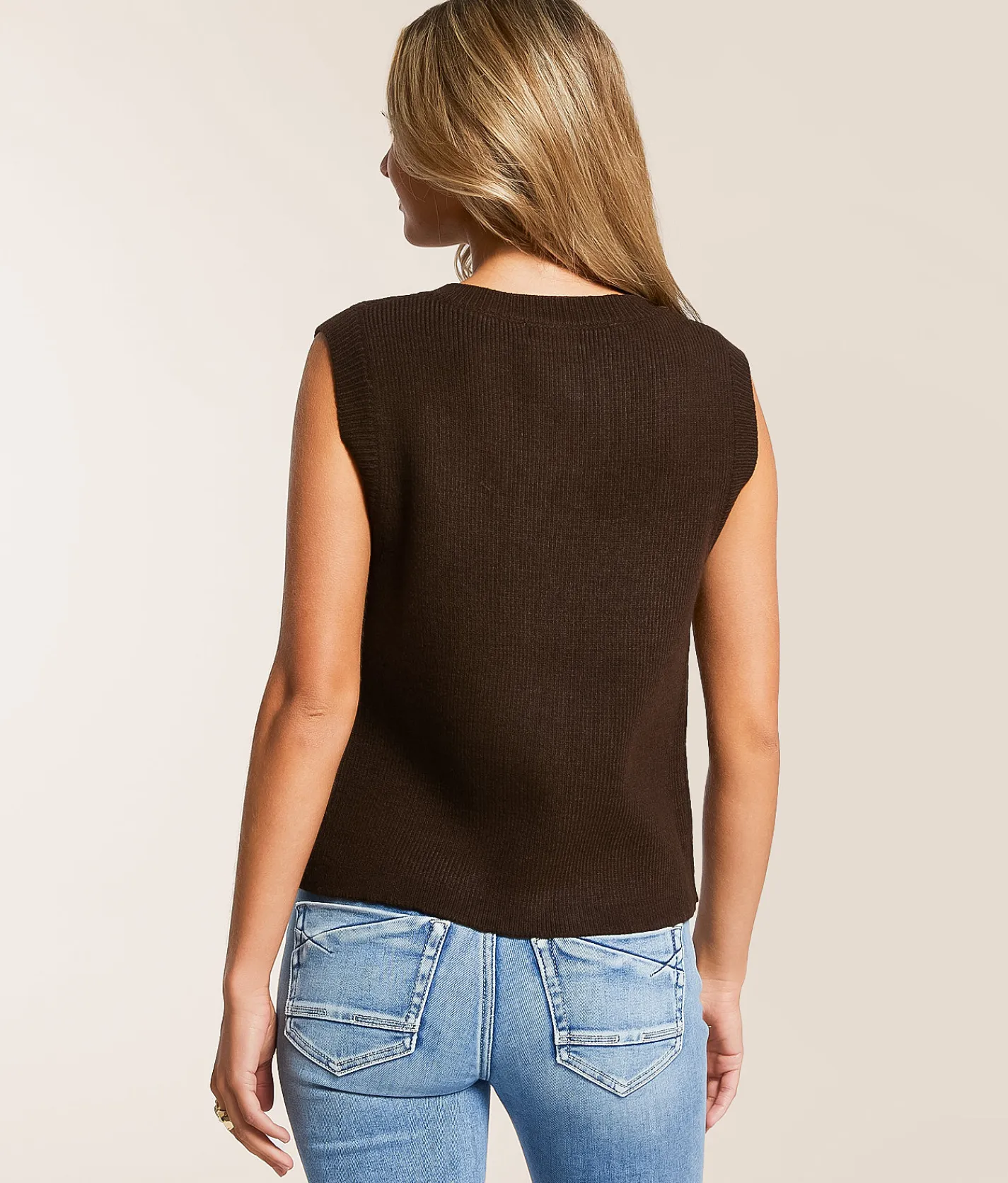 Blu Pepper Knit Sweater Vest Brown Outlet