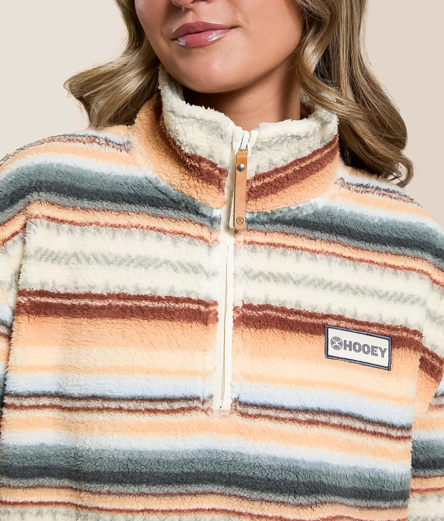 Tops | Hooey Kodi Fleece Quarter Zip Pullover Cream