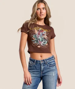 Tops | Ed Hardy Koi Fish Cropped Baby T-Shirt Cocoa