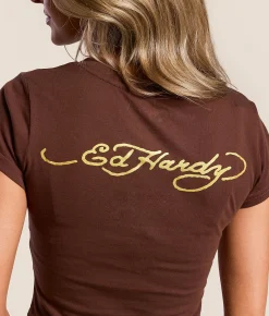 Tops | Ed Hardy Koi Fish Cropped Baby T-Shirt Cocoa