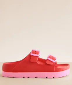 Mia Kota Two Tone Sandal Red Blush New