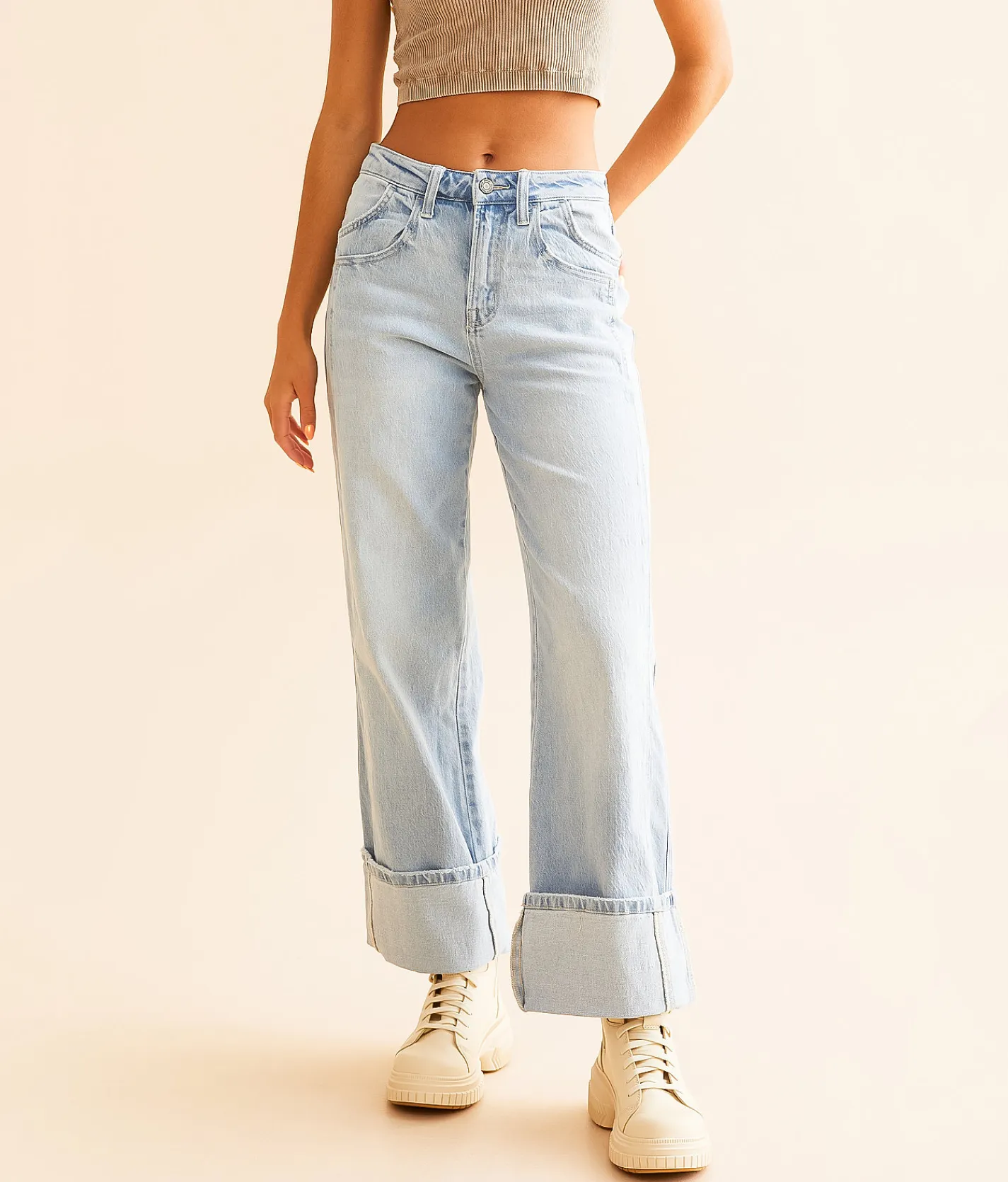 VERVET by Flying Monkey Kris Baggy Cropped Wide Leg Jean Streamlined Outlet