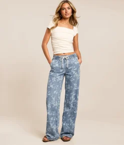 Jeans|Bottoms | VERVET by Flying Monkey Kris Baggy Wide Leg Floral Jean Vintage Floral