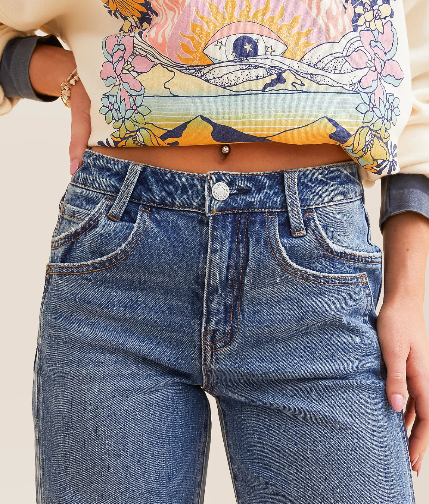 VERVET by Flying Monkey Kris Baggy Wide Leg Jean Shine Outlet