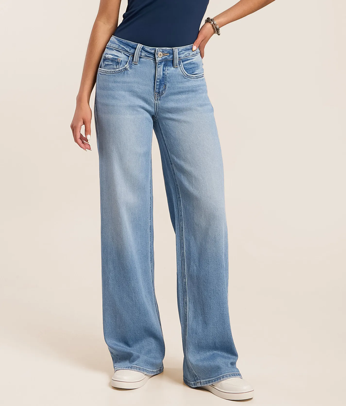 VERVET by Flying Monkey Kris Baggy Wide Leg Stretch Jean Energetic Discount