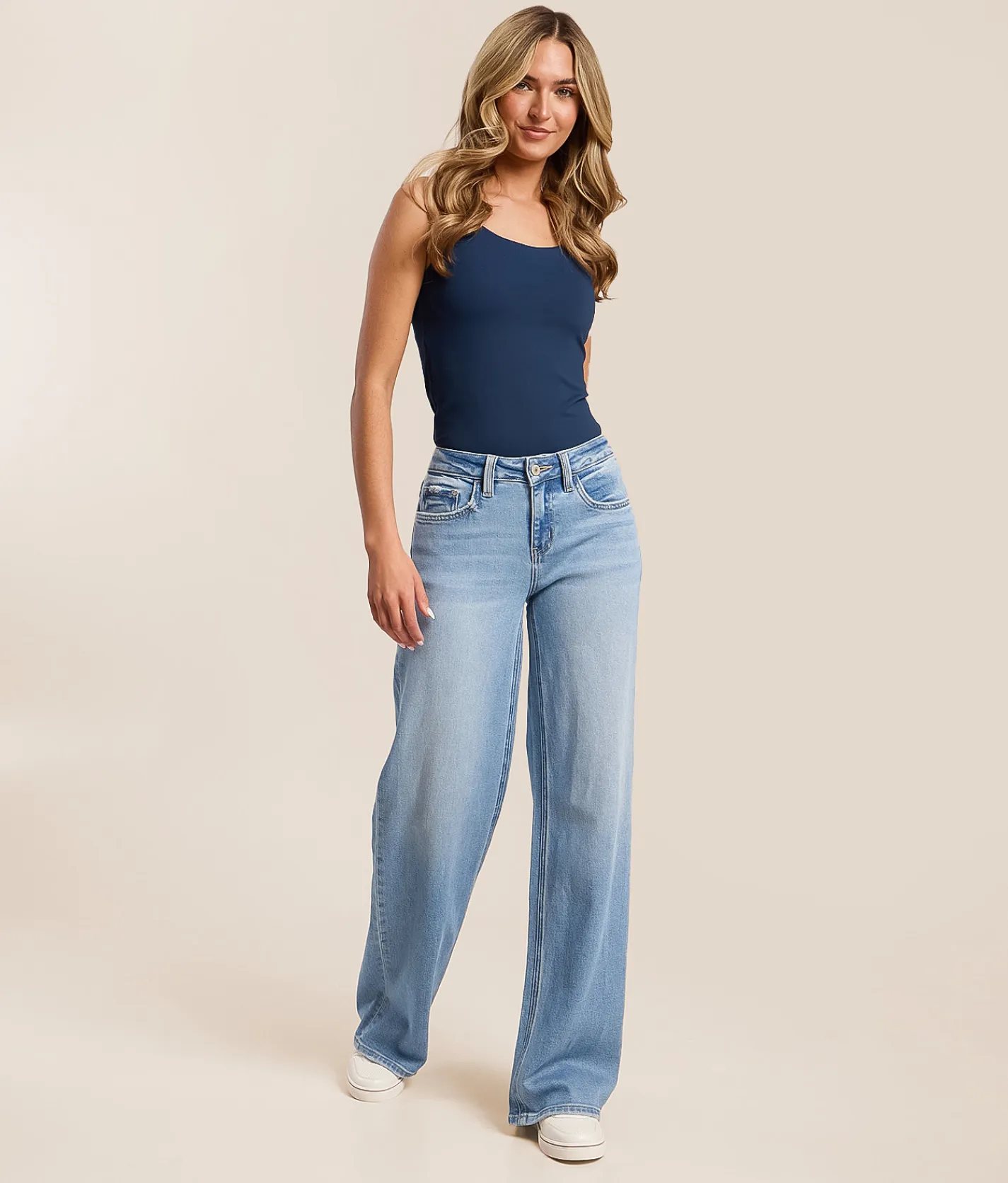 VERVET by Flying Monkey Kris Baggy Wide Leg Stretch Jean Energetic Discount