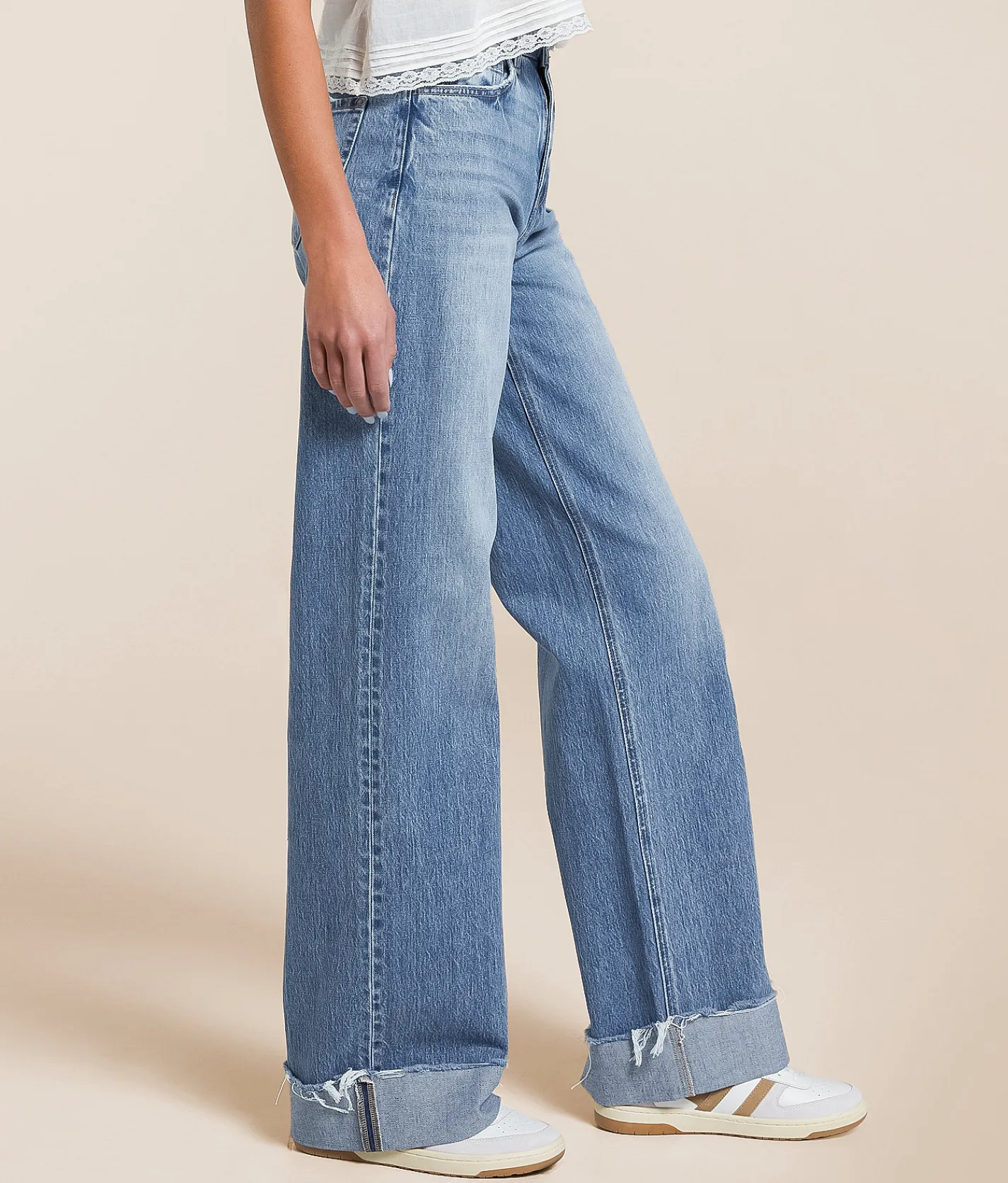 Jeans|Bottoms | VERVET by Flying Monkey Kris Baggy Wide Leg Stretch Jean Intact