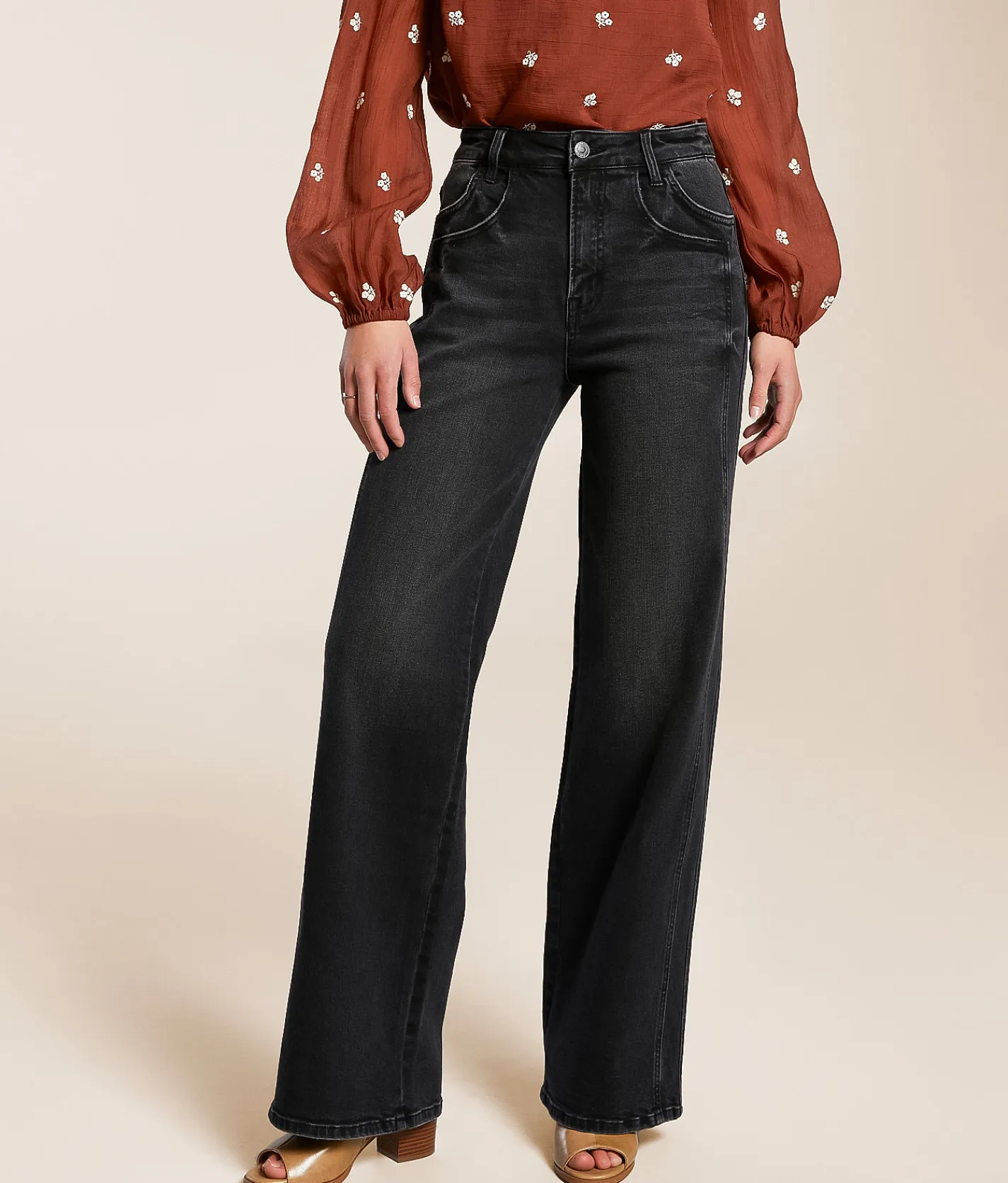 Jeans|Bottoms | VERVET by Flying Monkey Kris Baggy Wide Leg Stretch Jean Wholesomeness