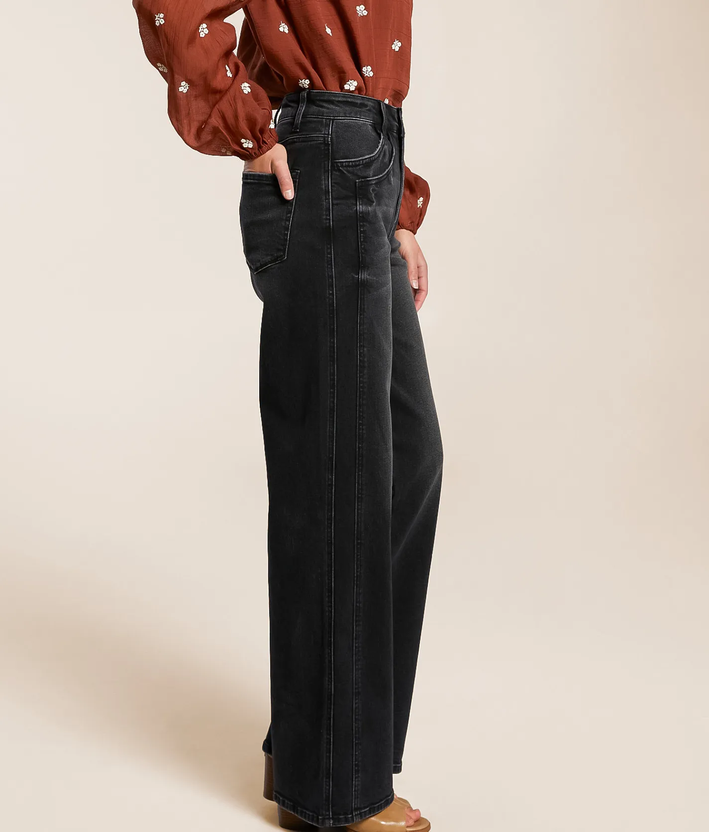 Jeans|Bottoms | VERVET by Flying Monkey Kris Baggy Wide Leg Stretch Jean Wholesomeness