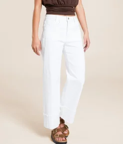 Jeans|Bottoms | VERVET by Flying Monkey Kris Baggy Wide Leg Stretch Jean Optic White