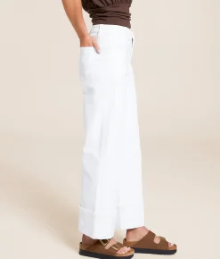 Jeans|Bottoms | VERVET by Flying Monkey Kris Baggy Wide Leg Stretch Jean Optic White