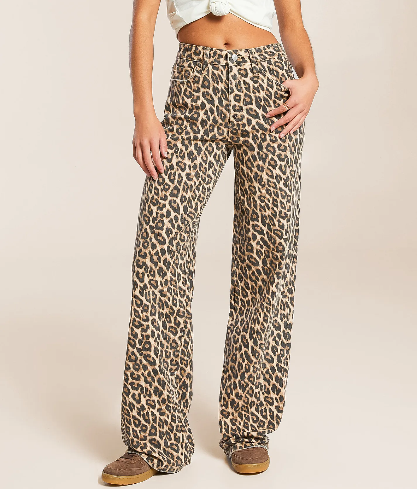 Jeans|Bottoms | VERVET by Flying Monkey Kris Baggy Wide Leg Jean Leopard