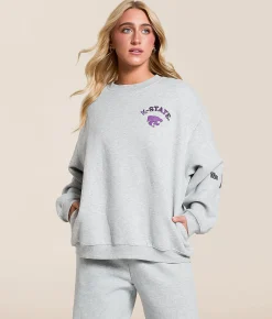 HYPE AND VICE K-State Wildcats Oversized Pullover Heather Grey Best